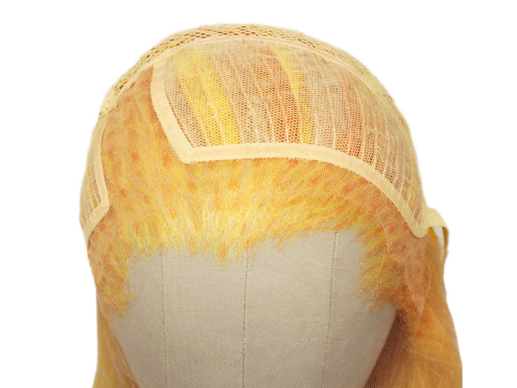 Theatre Lacefront Wig handtied with wefted back - Synthetic hair 17.7inch Yellow- orange