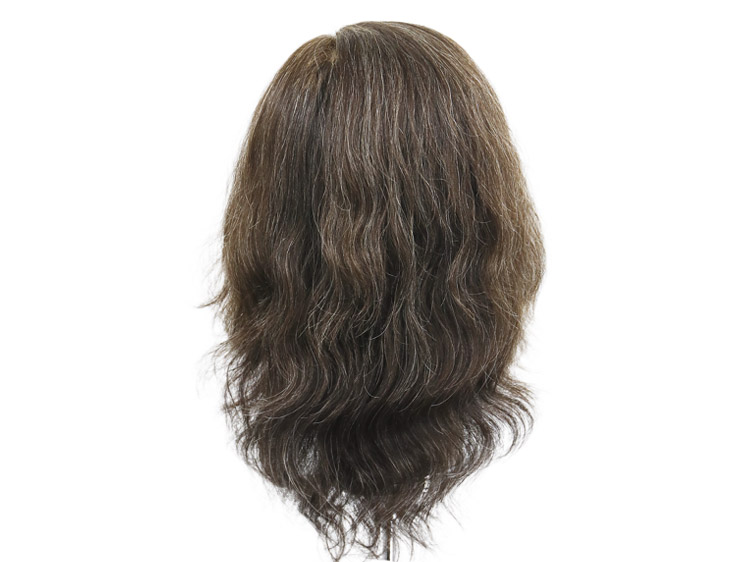 Film Lacefront Wig 100% handtied - Euro Hair 7.8Inch Dark Brown Grey