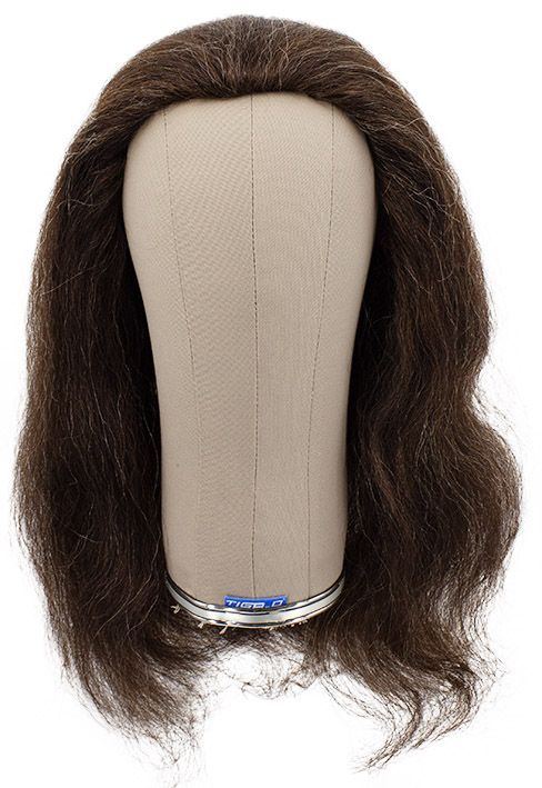 Woman Wig, Full Wefted with Under Knotting Around in Hard Front, Yak Hair,  19inch/50cm, Dark Brown Grey