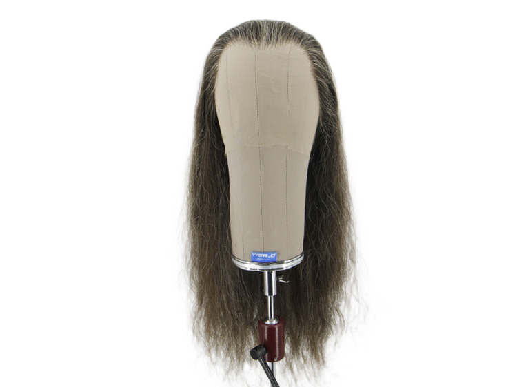 Film Lacefront Wig 100% handtied - European Hair,  21.6-23.6inch Dunkelgrau