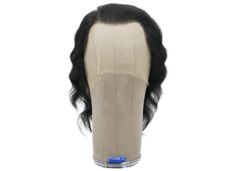 Film Lacefront Wig 100% handtied, European Hair, 5.9-7.8inch,   Black 