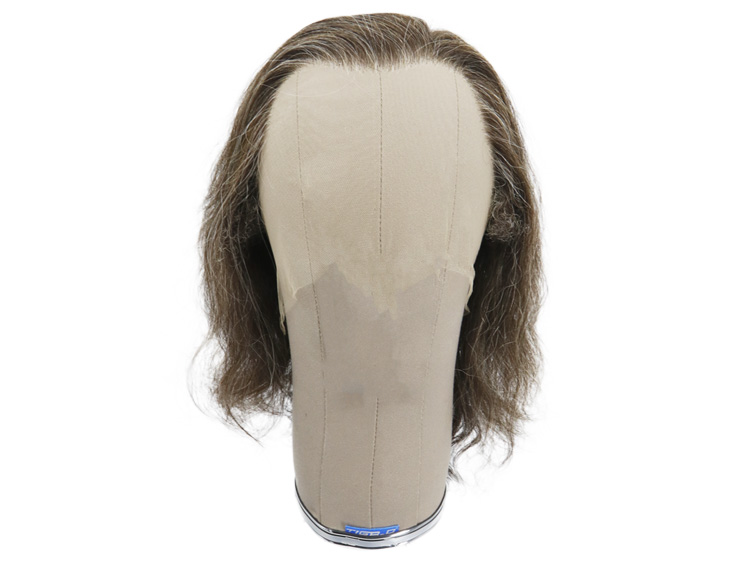 Film Lacefront Wig 100% handtied - Euro Hair 7.8Inch Dark Brown Grey
