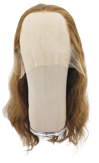 Woman Wig, Back wefted front hantied in Theatre Lace front, Synthetic Hair 34-46cm (137gr), color Light Brown