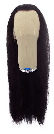 Woman Wig, Back wefted front hantied in Theatre Lace front, Synthetic Hair 85cm (240gr), color Black