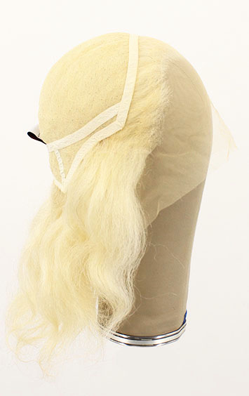 Woman Wig, Back wefted Front Hantied  in Theatre lace, Yak Hair 30cm (146 gr), color White