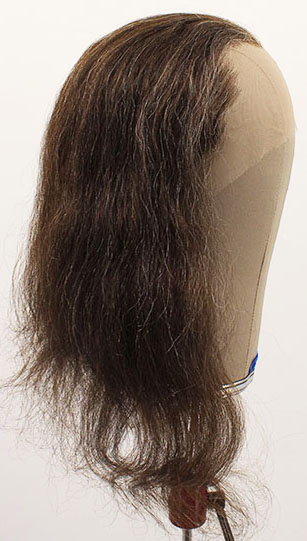 Woman Wig, 100% Hantied in Theatre Lace, Yak Hair 30cm (181gr), color Dark Grey