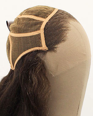 Woman Wig, 100% Hantied in Theatre Lace, Yak Hair 30cm (181gr), color Dark Grey