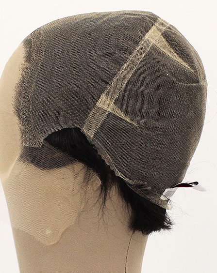 Man Wig, 100% Hantied in Theatre Lace, Human Hair 4-17cm (72gr), color Black