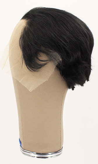 Man Wig, 100% Hantied in Theatre Lace, Human Hair 2-15cm (67gr), color Black