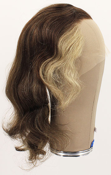 Woman Wig, 100% Hantied in Theatre Lace, Synthetic Hair 39cm (184gr), color Light Grey