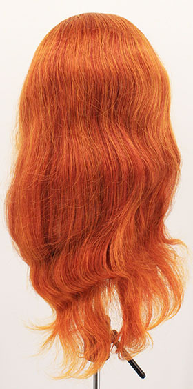 Woman Wig, Back wefted Front Hantied in Theatre Lace, Human Hair 45cm (168gr), color Iris red