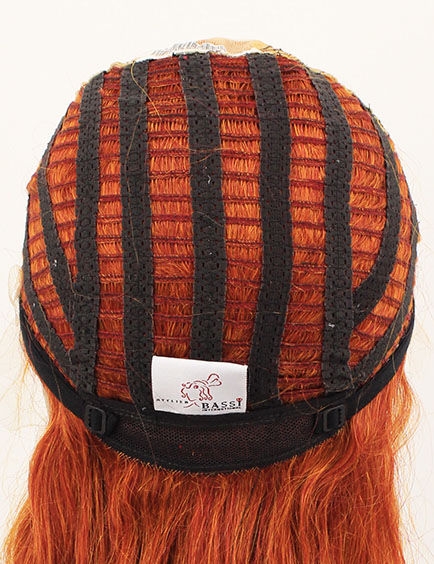 Woman Wig, Back wefted Front Hantied in Theatre Lace, Human Hair 45cm (168gr), color Iris red