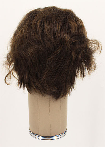 Man Wig, Back wefted Front Hantied in Theatre Lace, Human Hair 5-14cm (96gr), color Brown