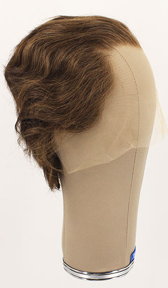 Man Wig, Back wefted Front Hantied in Theatre Lace, Human Hair 5-14cm (96gr), color Brown