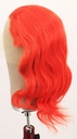 Woman Wig, 100% Hantied in Theatre Lace, Human Hair 35cm (187gr), color Scarlet Red