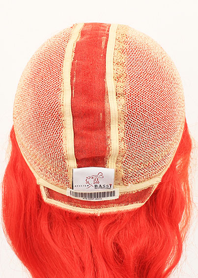 Woman Wig, 100% Hantied in Theatre Lace, Human Hair 35cm (187gr), color Scarlet Red