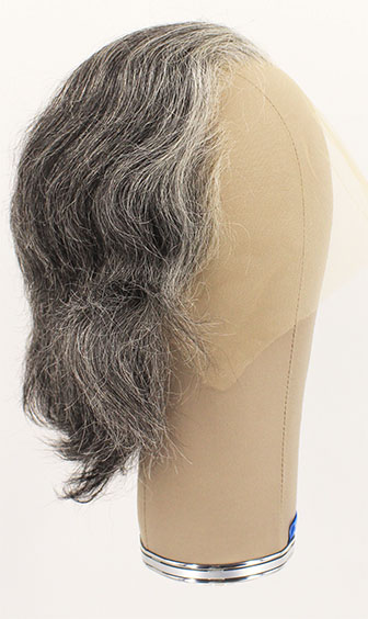 Man Wig, 100% Hantied in Theatre Lace, Human Hair mix Synthetic 18cm (86gr), color Dark Grey