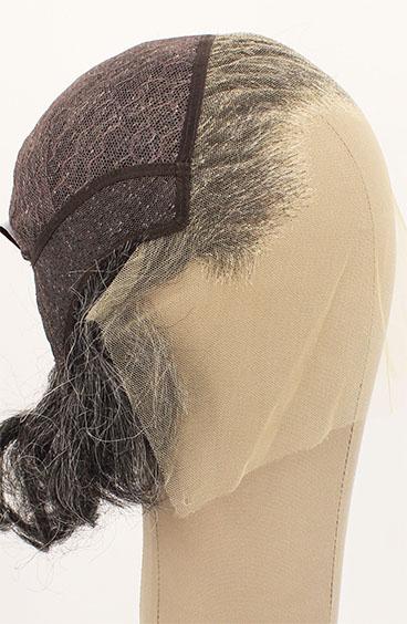 Man Wig, 100% Hantied in Theatre Lace, Human Hair mix Synthetic 18cm (86gr), color Dark Grey