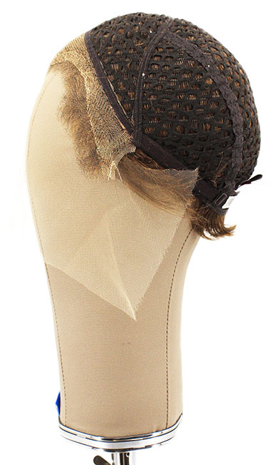 Man Wig, Back wefted front hantied in Theatre Lace front, Human Hair 5-13cm (106gr), color Light Brown