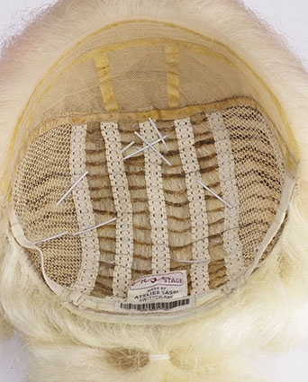 Woman Wig, Back wefted Front Hantied  in Theatre lace, Yak Hair (170 gr), style, color Pale Peach