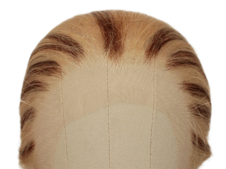 Theatre Lacefront Wig 100% handtied - Synthetic hair 11.8inch Blond with brown strands