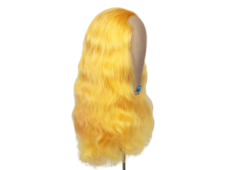 Theatre Lacefront Wig handtied with wefted back - Synthetic hair 17.7inch Yellow- orange