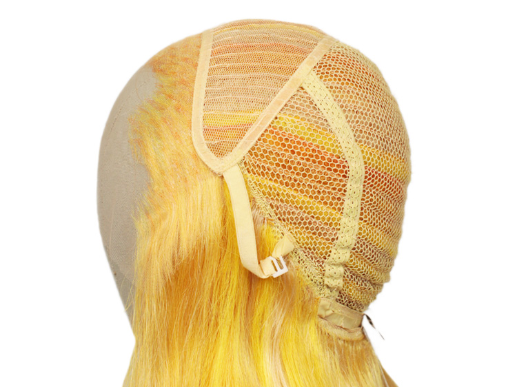 Theatre Lacefront Wig handtied with wefted back - Synthetic hair 17.7inch Yellow- orange