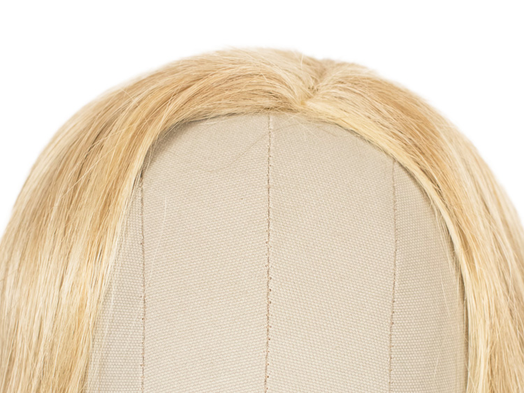 Theatre Hardfront Wig 100% wefted with left parting handtied - Synthetic hair 11.8inch Blond