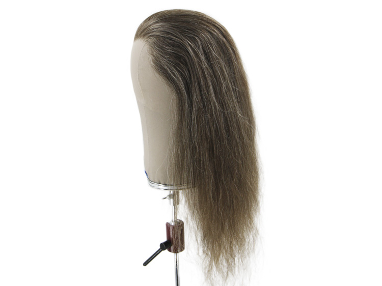 Film Lacefront Wig 100% handtied - Euro Hair 21.6-23.6 Dark Brown Grey