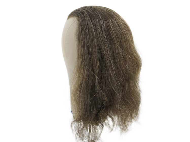 Film Lacefront  Wig 100% handtied - European hair, 15.7inch Dark Brown Grey