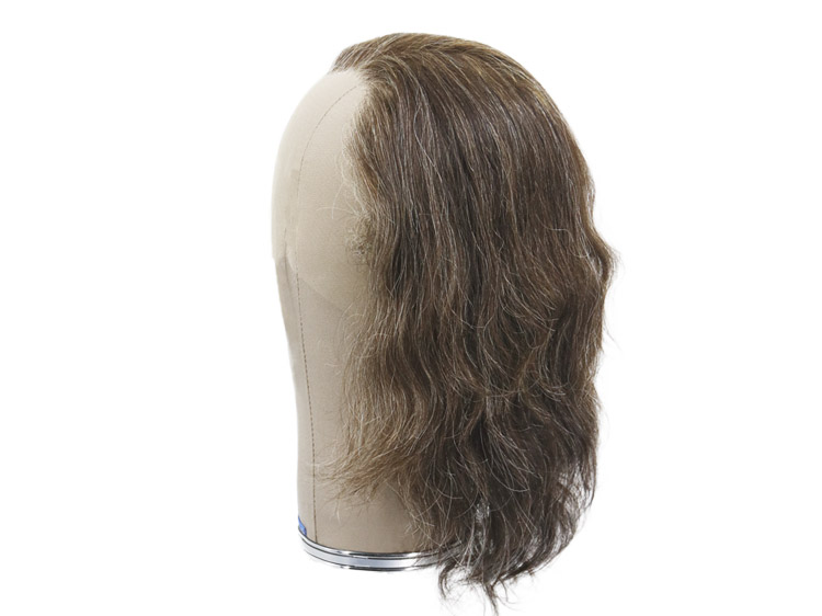 Film Lacefront Wig 100% handtied - Euro Hair 7.8Inch Dark Brown Grey