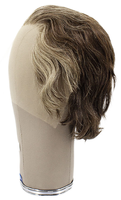 Woman Wig, Back wefted front  Hantied in Theatre lace, Human Hair 12cm (68gr), color Brown Grey