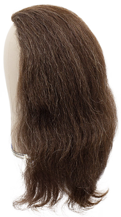Woman Wig, Full Wefted Whit under knotting around in hard front , Yak Hair 50cm (191gr), color Dark Brown Grey