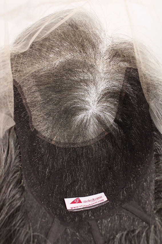 ATB Film Lacefront  Woman Wig 100% Handtied  – Euro Hair, 13-15inch(35-40cm) Tritone Medium Grey