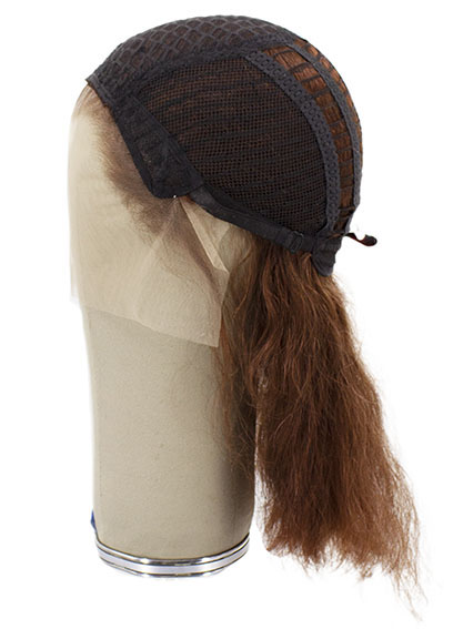 Woman Wig, Back wefted Front Hantied in Theatre China Lace, Human Hair 27-30cm (115gr), color Custom Red Brown