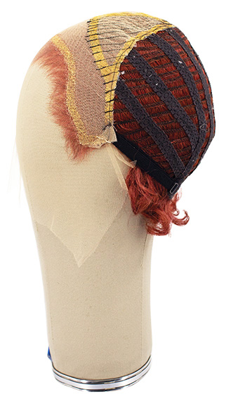 Woman Wig, Back wefted Front Hantied in Theatre Lace, Human Hair 18cm (85gr), color Medium Burgandy