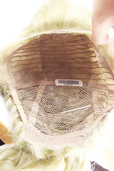 Woman Wig, Back wefted front hantied in film lace front with cage, Human Hair (526gr) style, color Light Green