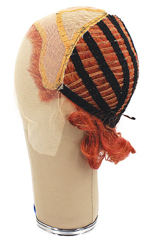 Man Wig, Back wefted Front Hantied  in Theatre lace, Synthetic Hair 10-25cm (79gr), color Custom Red