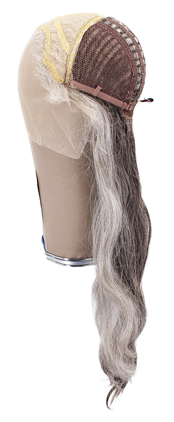 Woman Wig, Back wefted Front Hantied in Theatre Lace, Synthetic Hair 59-70cm (160gr), color Grey