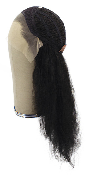 Woman Wig, Back wefted Front Hantied in Theatre China Lace, Synthetic Hair 40-50cm (130gr), color Black