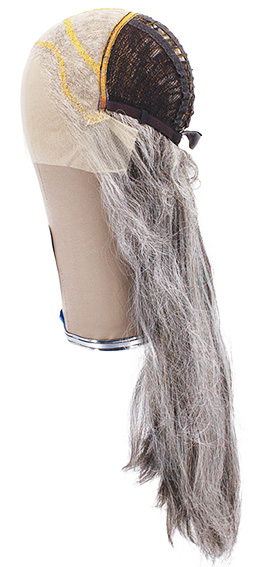 Woman Wig, Back wefted Front Hantied in Theatre China Lace, Synthetic Hair 45-61cm (202 gr), color Grey