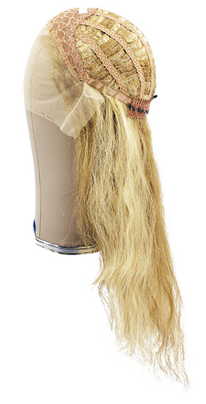 Woman Wig, Back wefted Front Hantied in Theatre China Lace, Synthetic Hair 35-50cm (126gr), color Light Grey Brown