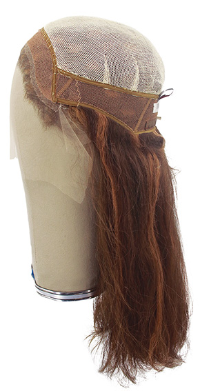 Woman Wig, 100% Hantied in Theatre Lace, Synthetic Hair 40-55cm (153gr), color Brown
