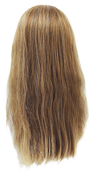 Woman Wig, 100% Full Hantied in Theatre Lace, Synthetic Hair 44-54cm (183gr), color Brown Grey