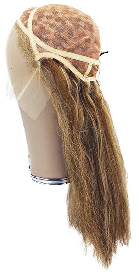 Woman Wig, 100% Full Hantied in Theatre Lace, Synthetic Hair 44-54cm (183gr), color Brown Grey