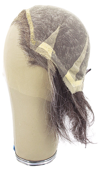 Man Wig, 100% Hantied in Film Lace, Synthetic Hair 18-27cm (54gr), color Dark Grey