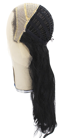 Woman Wig, Back wefted Front Hantied in Theatre Lace front, Synthetic Hair 54cm (202gr), color Black