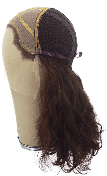 Woman Wig, Back wefted front hantied in Theatre Lace, Synthetic Hair 36cm (118gr),color Medium Brown