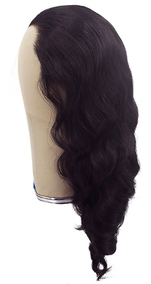 Woman Wig, Back wefted front hantied in Theatre Lace front, Synthetic Hair (180gr),style, color Black