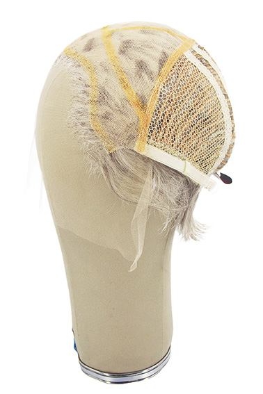 Man Wig, Back wefted front hantied in Theatre Lace front, Synthetic Hair 3-15cm (60gr), color Light Grey